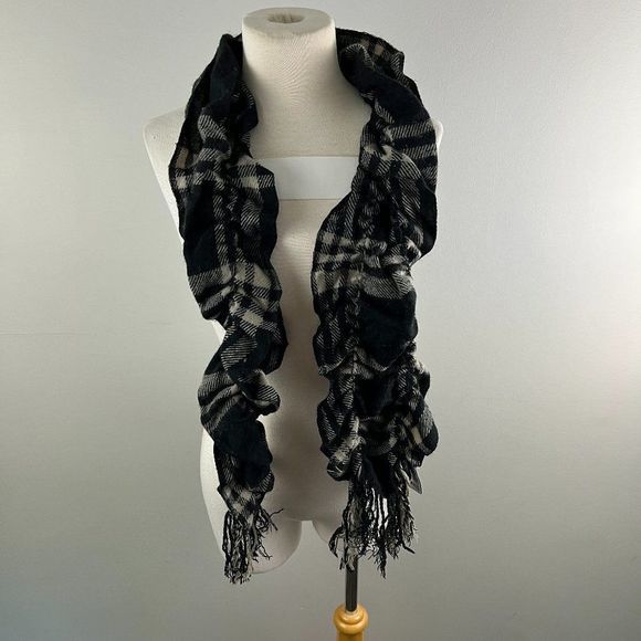 🌿4/$35🌿 BLUENOTES Black Brown Plaid Scarf - Picture 2 of 5